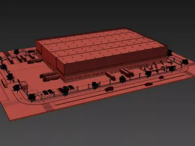 Steel structure logistics warehousing center factory 3D model