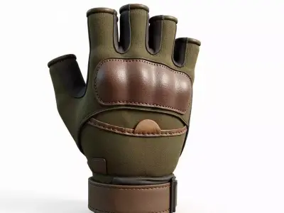 Tactical Fingerless Glove 3D Model Military Gear Low-poly 3D model