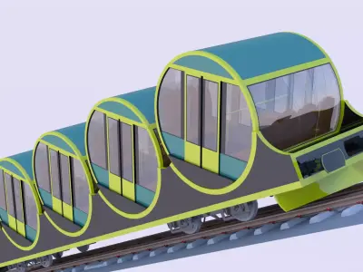 Funicular - mountain train 3D model