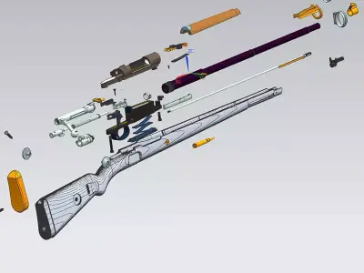 Mauser98k clamping device with handle 3D model