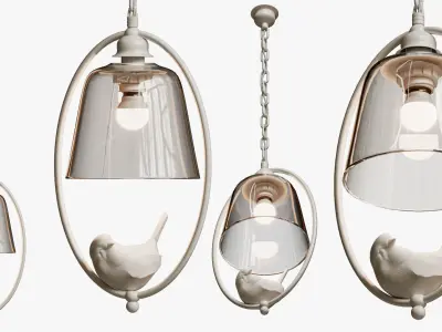 SUSPENDED LIGHT PROVENCE BIRD OVAL PENDANT 3D model
