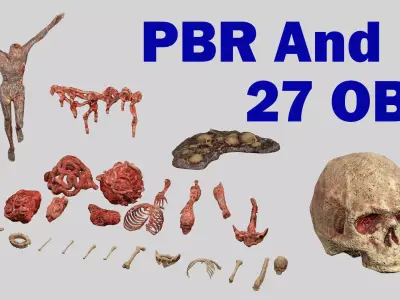 Horror Assets - Human Corpses Body Part Collection X3 Pack  Low-poly 3D model
