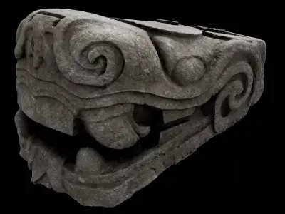 PreColumbian Serpent Carving Statue 3D model