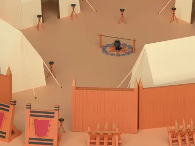 Cartoon Medieval Barracks Low-poly 3D model