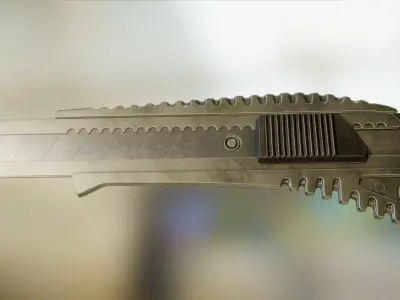 Box Cutter Lowpoly Aluminum Version - Gameready - PBR Textures Low-poly 3D model