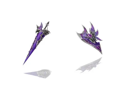 Elven - Sword and Shield Low-poly 3D model