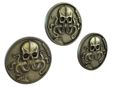 Pile of coins Low-poly 3D model