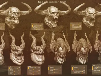 DEMON part one  52 Heads with Blendshapes 3D model