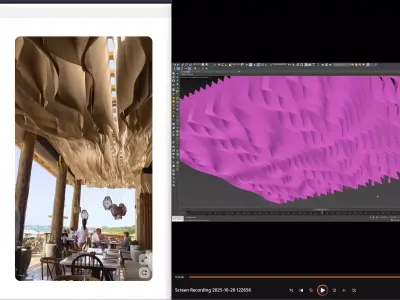 Wavy Fabric Ceiling 3ds Max Model  Free 3D model
