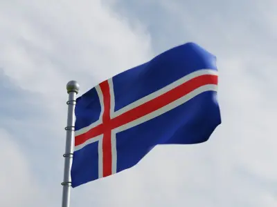 Animated Iceland Flags 3D model