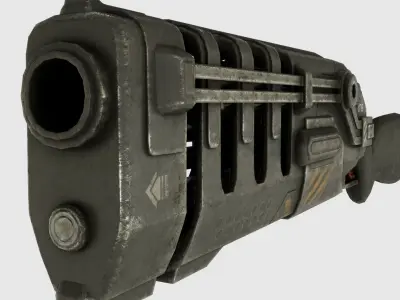 Low Poly Plasma Rifle and RPG Launcher With PBR Materials Low-poly 3D model