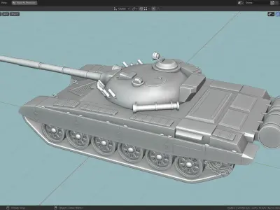 T72 MBT TANK BASE MESH  Low-poly 3D model