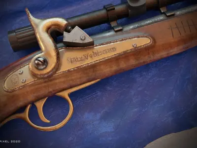 Mousquet Old Gun steampunk 3D model