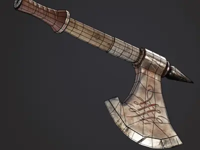 Axe Low-poly 3D model viking Free low-poly 3D model
