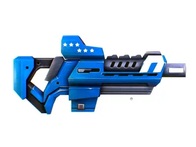 LowPoly Sci-Fi Cartoon Assault Rifle Future Low-poly 3D model 4