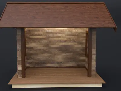 EUROPEAN COMMERCIAL WOODEN BUILDING STALL VER-1 2024 3D model
