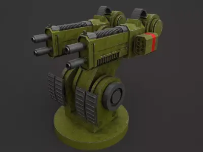 Turret Gun Low Poly PBR Machine Gun Low-poly 3D model