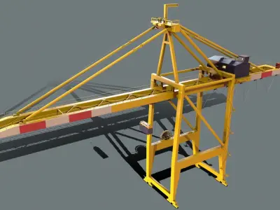 PBR Quayside Container Crane Version 1 - Yellow Red Low-poly 3D model