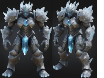 Crystal Stone Golem Low-poly 3D model