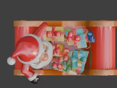 Title Stylized Santa Claus Sleigh 3D Model Low-poly 3D model