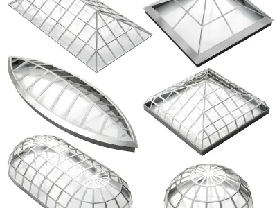 Clerestory glass roof domes 3D model