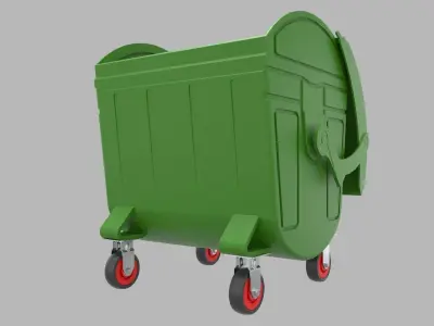 Trash garbage can on wheels 3D model