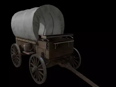 Western wagon Low-poly 3D model get