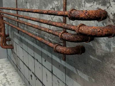 Rusty Plumbing Pipes Low-poly 3D model