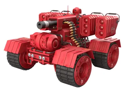 UGV Concept-3-Red-Clean Low-poly 3D model