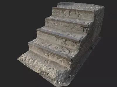 Concrete staircase Low-poly 3D model