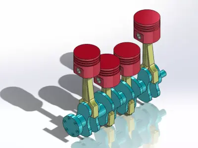 Piston Connecting  Rod Crankshaft Mechanism Free 3D model