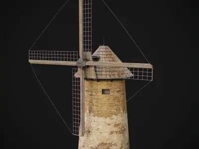 Windmill Medieval Low-poly 3D model