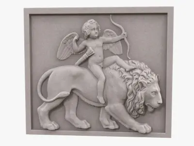 Relief Cupid on Lion 3D model