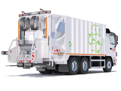 Mercedes Actros Garbage Truck with mechanisms 3D model