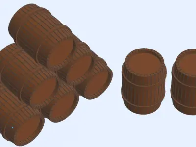 Wooden Barrel  Low-poly 3D model purchase