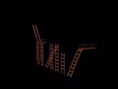 Antique Ladder 02 3D model