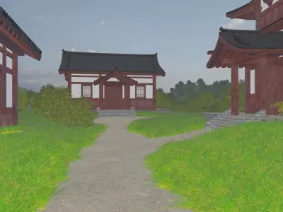 Coastal Village On Island 3D model