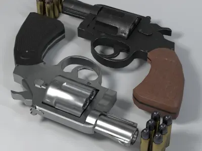 Low Poly Snub-nosed Revolver Low-poly 3D model