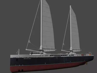 Sail-powered Ro-Ro cargo ship Neoliner Origin Low-poly 3D model