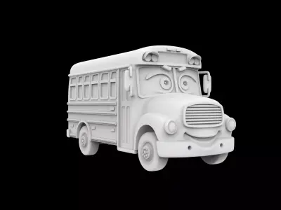 Cartoon School Bus With Eyes 3D Print Model 3D print model