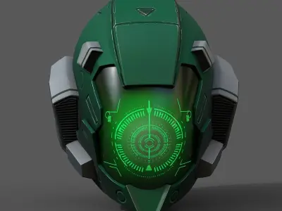 Helmet combat military Scifi fantasy space robot cyborg armor  Low-poly 3D model