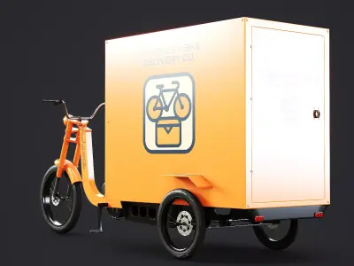 Electric Cargo Tricycle Delivery Bicycle Low-poly 3D model