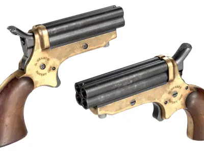 PBR Sharps Pepperbox Derringer Low-poly 3D model