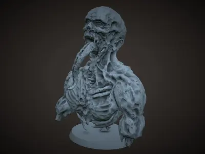 Printable zombie ghoul character bust model 3D print model