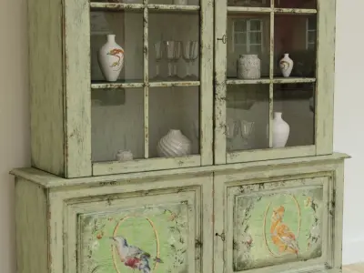Old Furniture with layered paint Low-poly 3D model