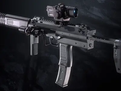 PM-70 SMG Low-poly 3D model