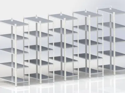 Prefabricated metal shelving pack 3D model