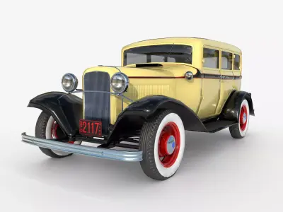 1932 Ford Model 18 4-door sedan Low-poly 3D model