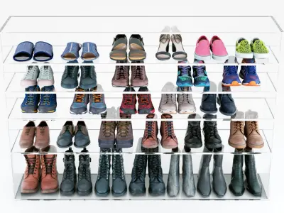 29 pairs of womans and mans shoes boots sneakers sandals slippers 3D model