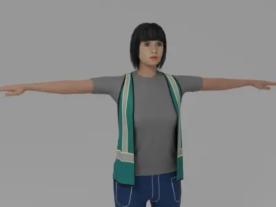 Worker Woman Low-poly 3D model